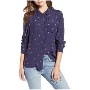 Rails Kate Navy Cherry Button Up Shirt Novelty Top Small